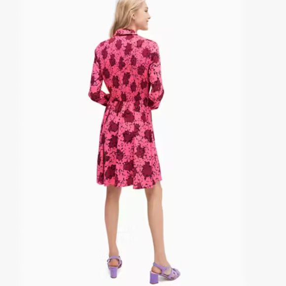 kate spade pink Bubble Dot Smocked Dress size 6 nwot - Picture 3 of 9